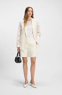Wide-leg shorts with broderie anglaise
