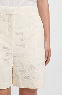 Wide-leg shorts with broderie anglaise