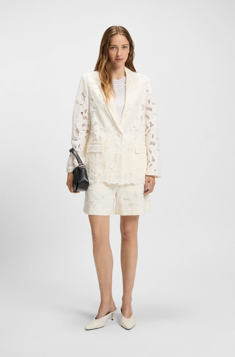 Relaxed-fit blazer an embroidered bamboo blend