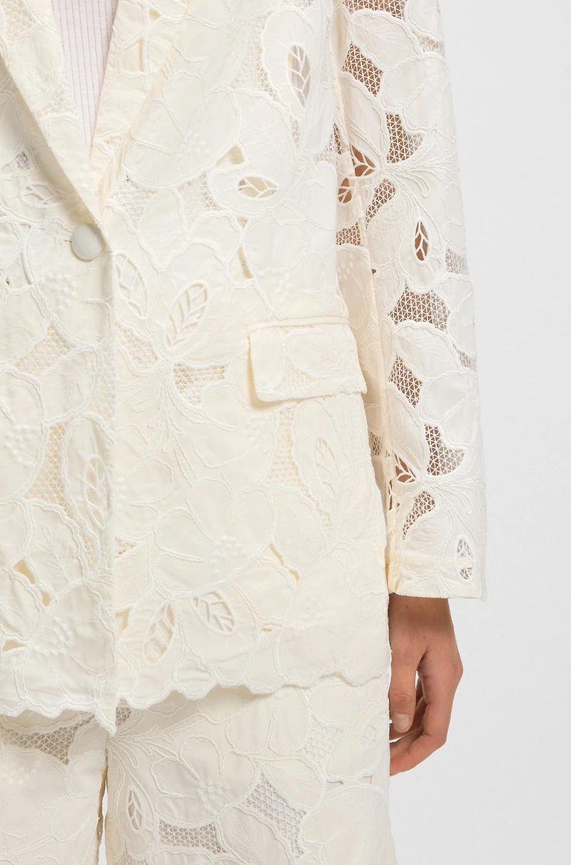 Relaxed-fit blazer an embroidered bamboo blend