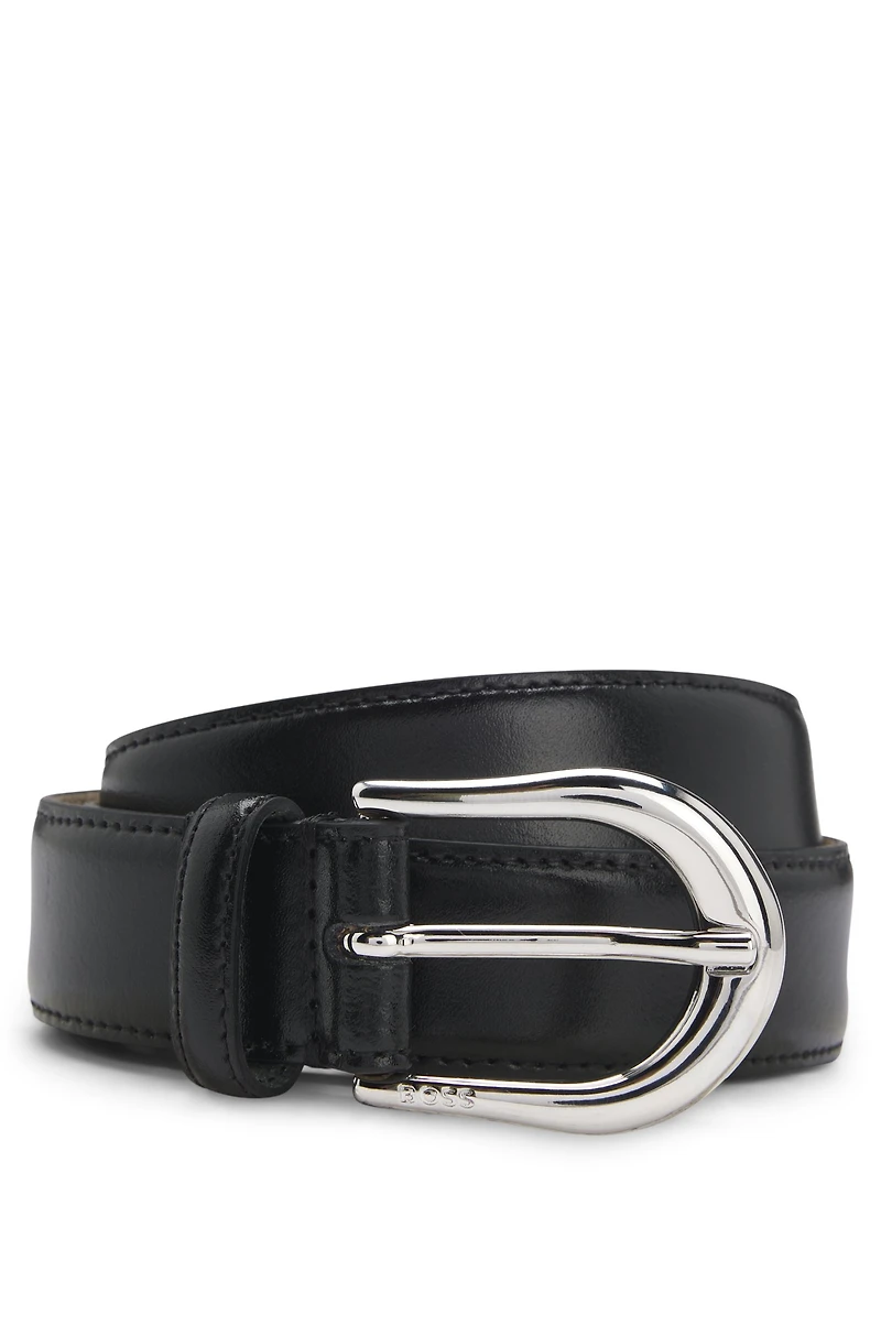 Fashion Show belt Italian leather with rounded buckle