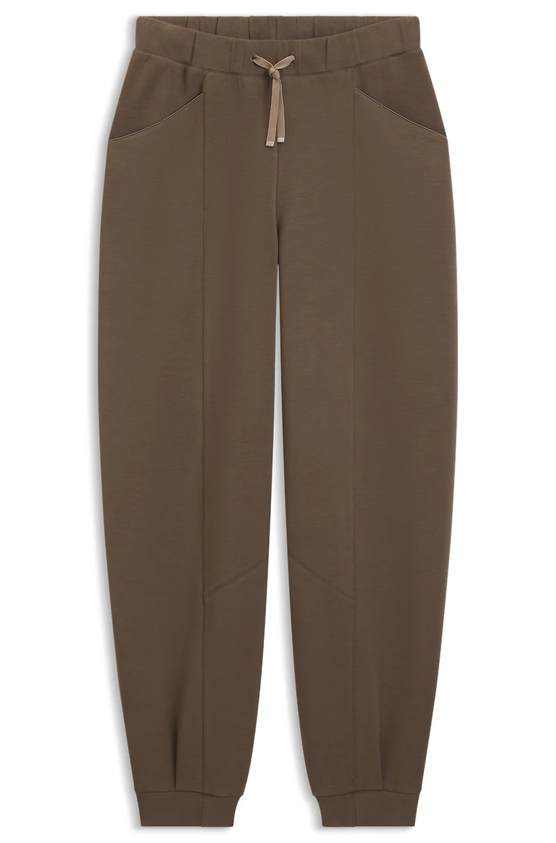Lustrous-piping tracksuit bottoms a relaxed fit