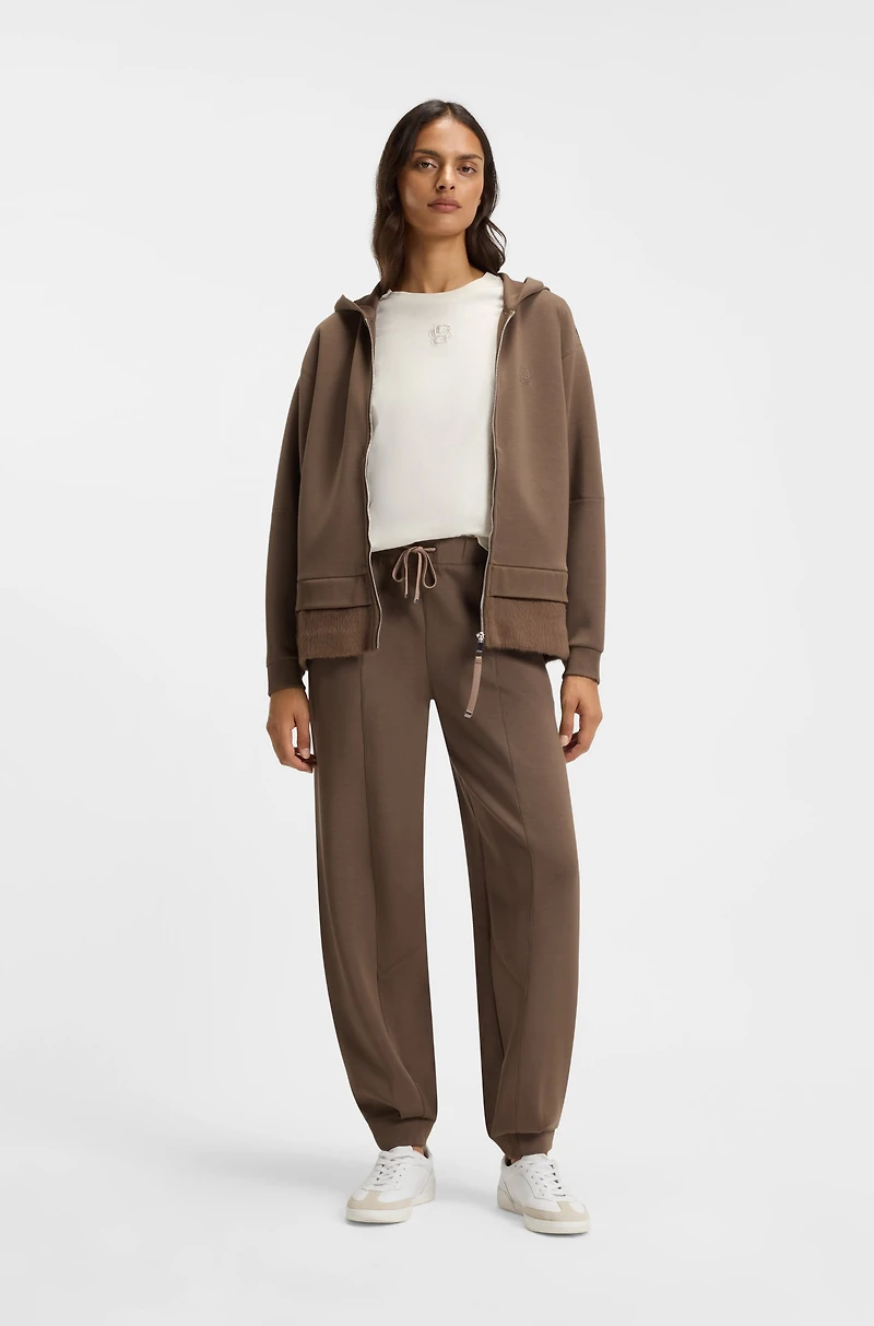 Lustrous-piping tracksuit bottoms a relaxed fit