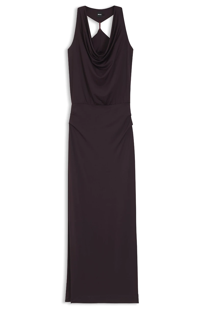 Cowl-neck dress with rear metal detail