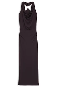 Cowl-neck dress with rear metal detail
