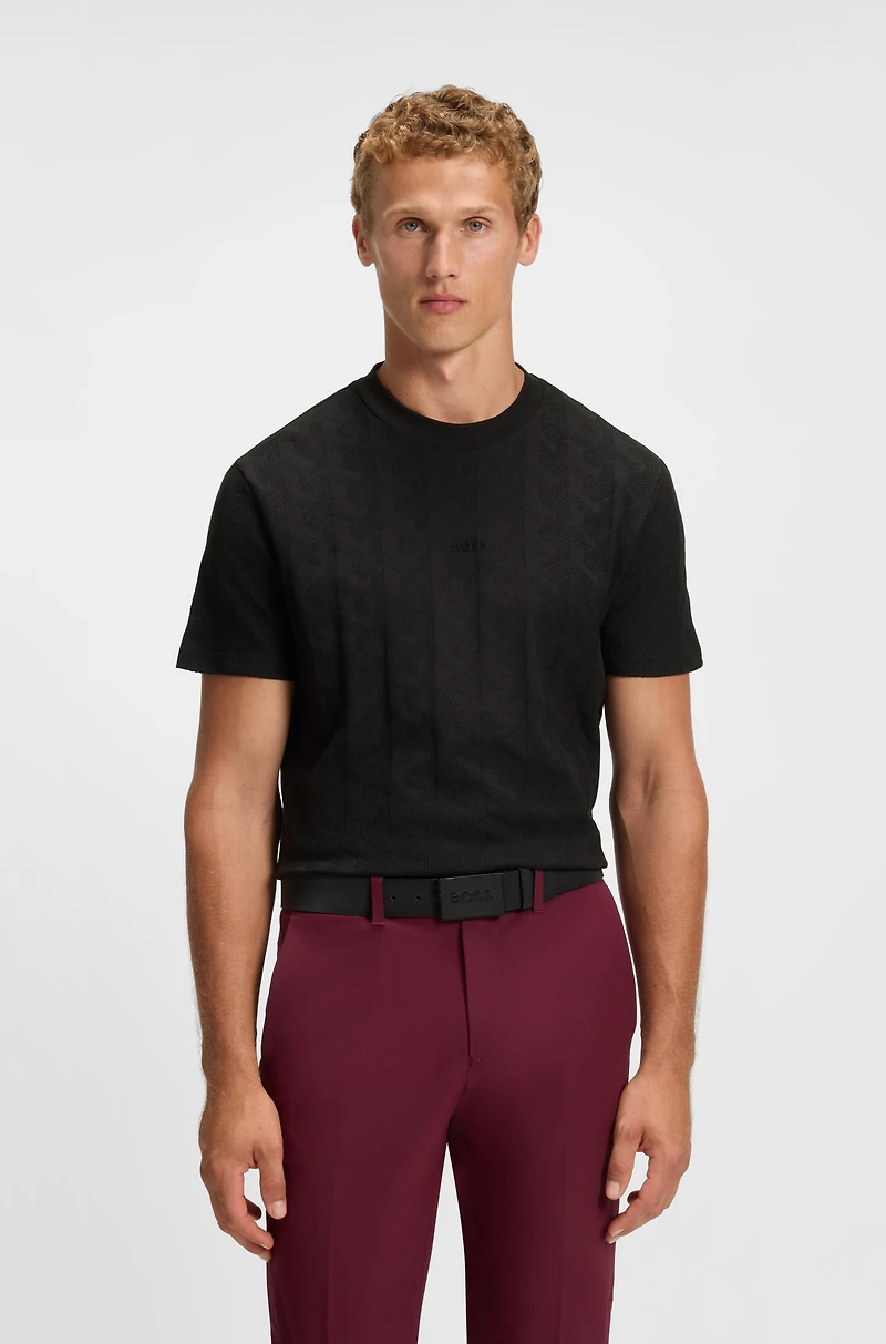 Jacquard-pattern T-shirt cotton