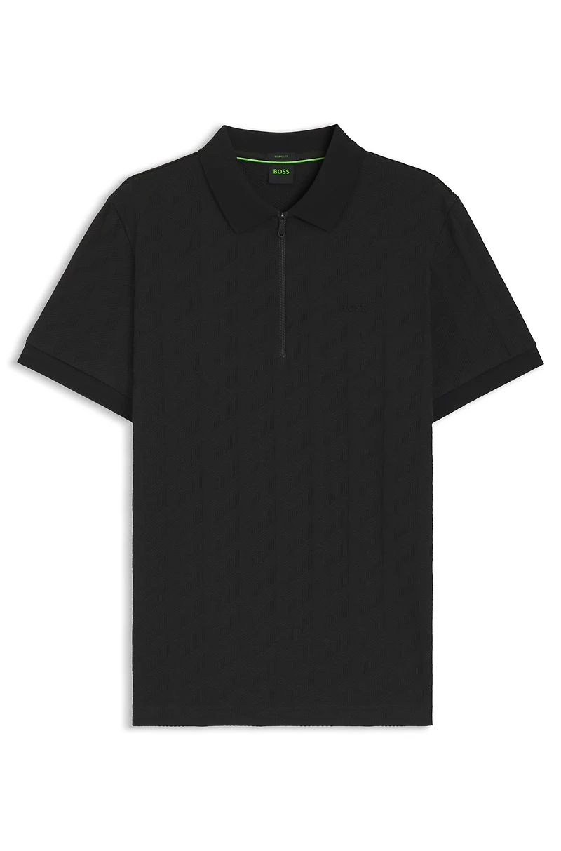 Jacquard-pattern polo shirt mercerised cotton