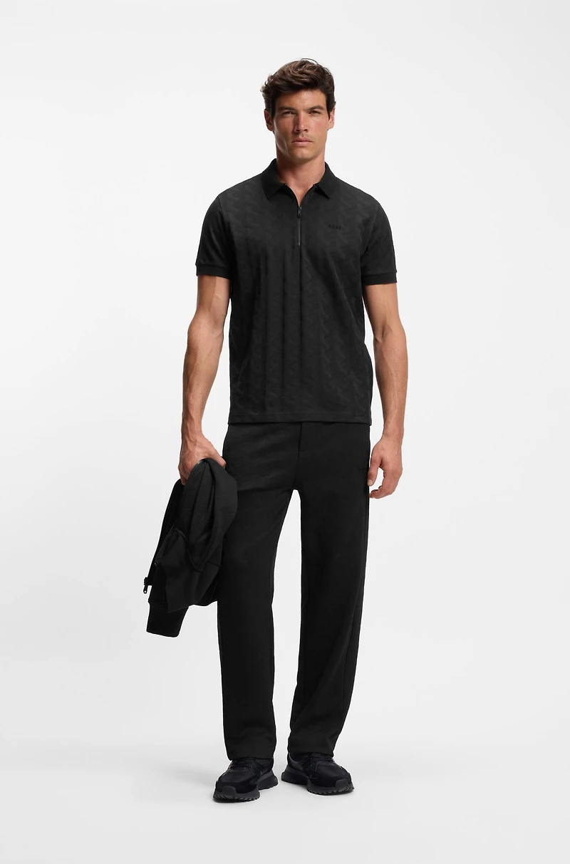 Jacquard-pattern polo shirt mercerised cotton