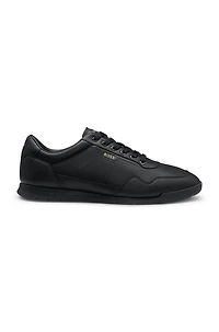 Leather trainers with gold-tone logo