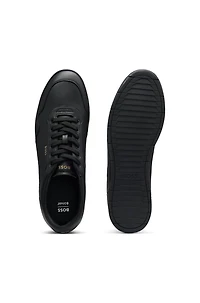 Leather trainers with gold-tone logo