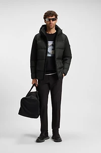 Down-filled jacket with water-repellent finish