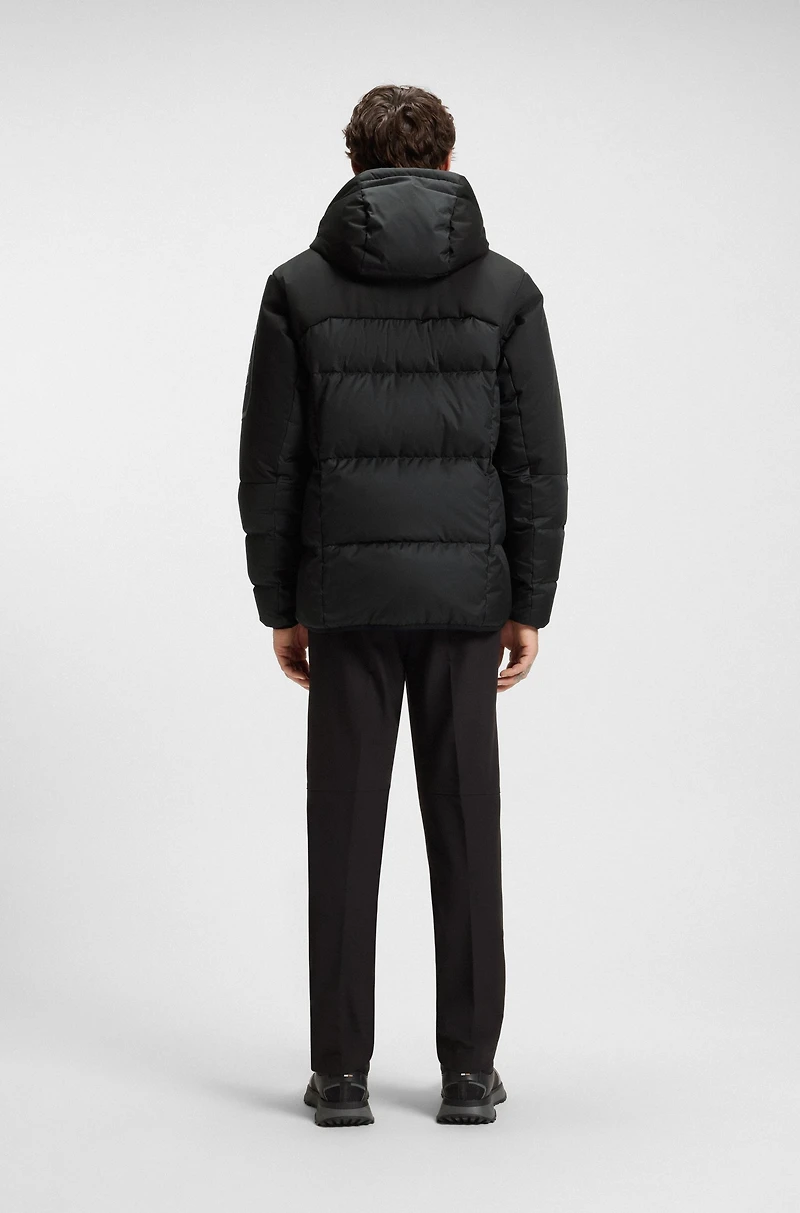 Down-filled jacket with water-repellent finish