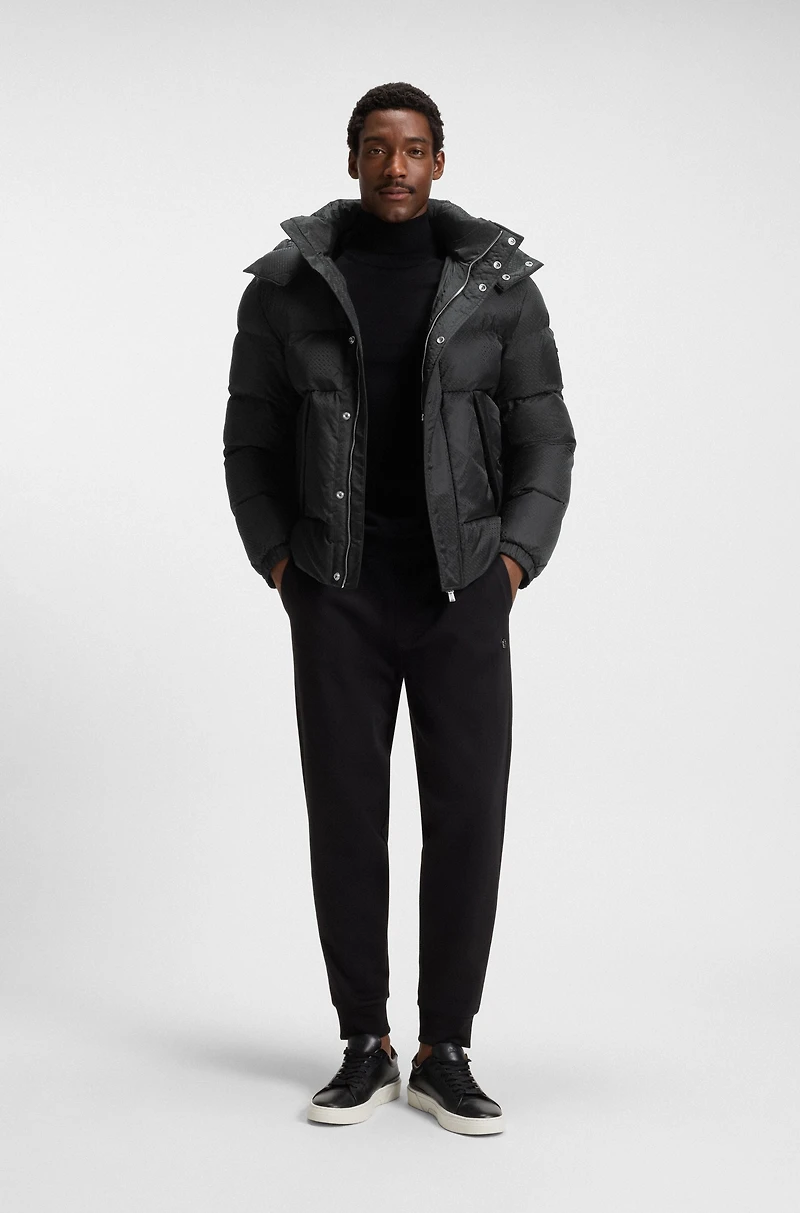 Monogram-jacquard jacket with water-repellent finish