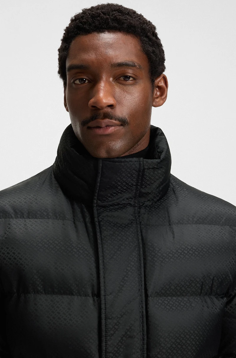 Monogram-jacquard jacket with water-repellent finish