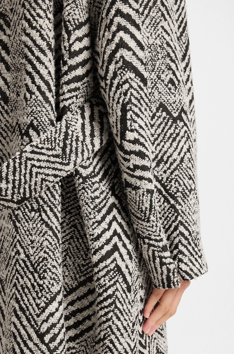 Herringbone-bouclé coat a regular fit