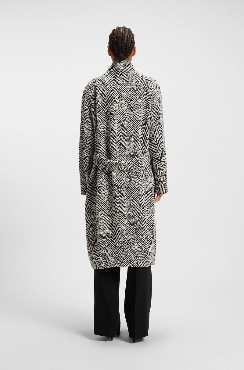 Herringbone-bouclé coat a regular fit