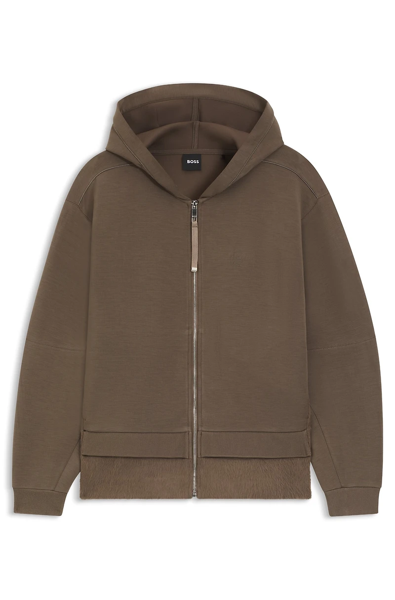 Zip-up hoodie mixed materials