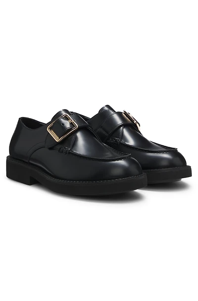 Leather monk shoes with buckled strap