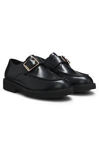 Leather monk shoes with buckled strap
