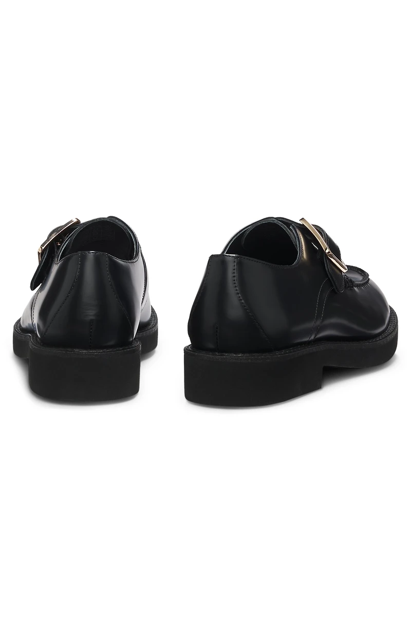 Leather monk shoes with buckled strap