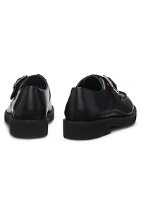 Leather monk shoes with buckled strap