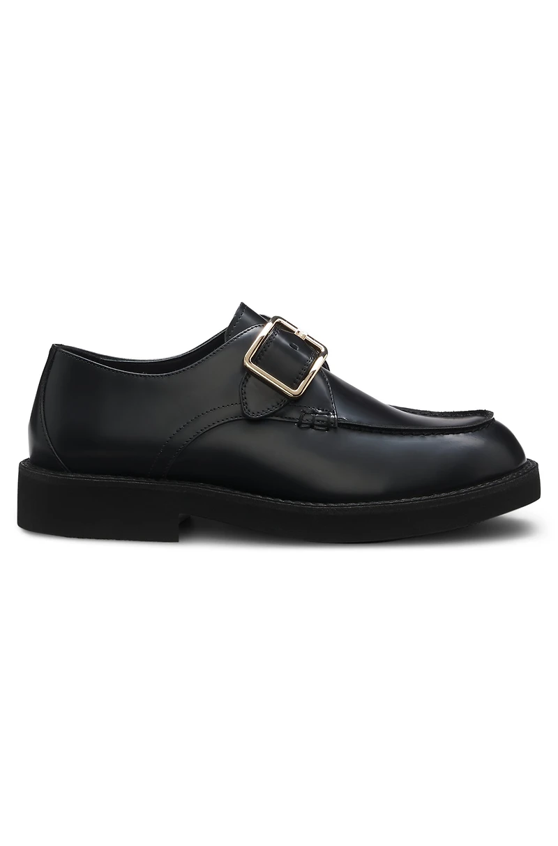 Leather monk shoes with buckled strap