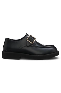 Leather monk shoes with buckled strap