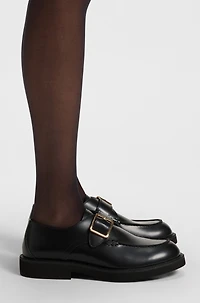 Leather monk shoes with buckled strap