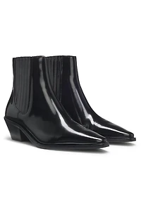 Cuban-heel ankle boots polished leather