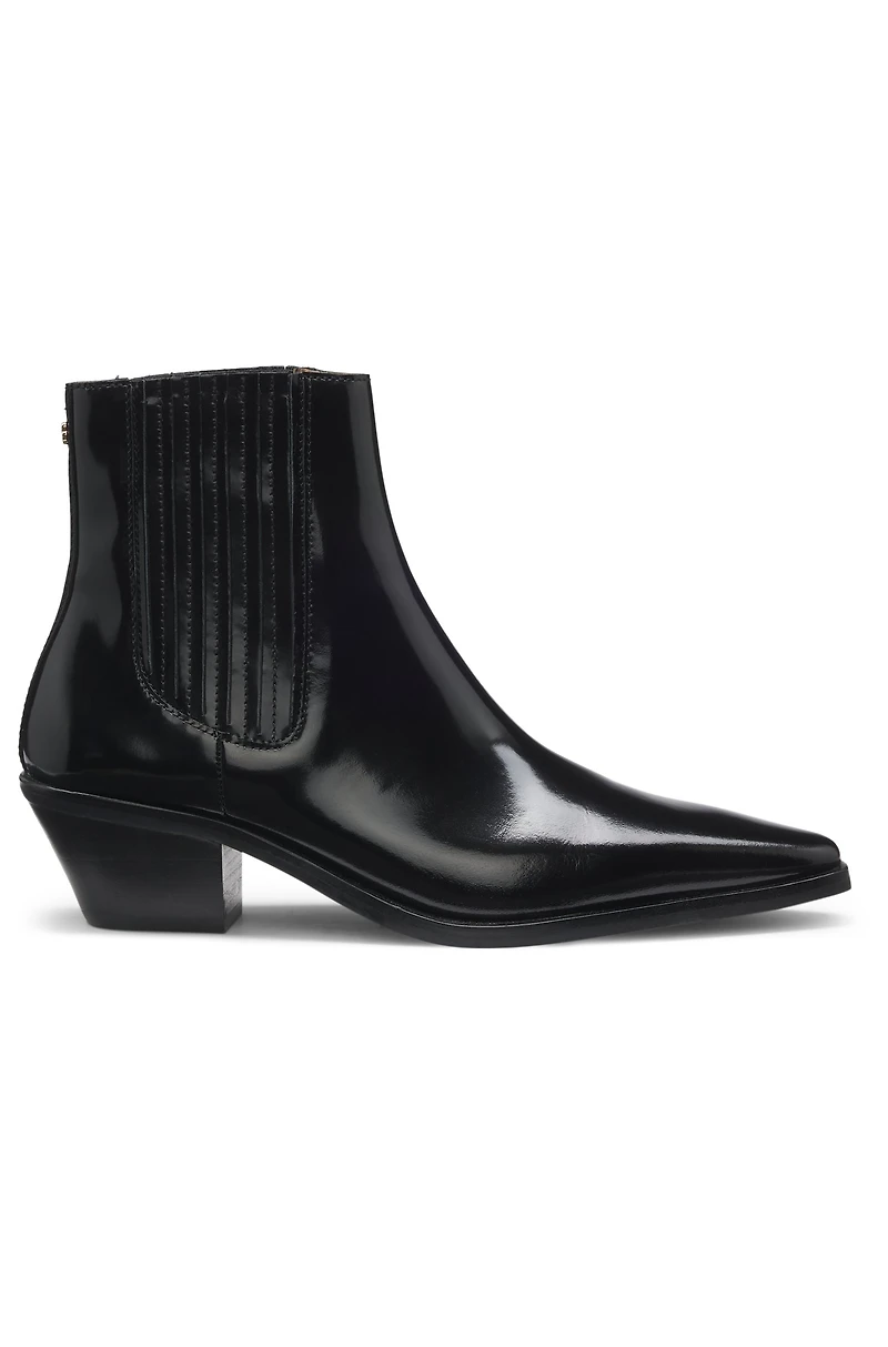 Cuban-heel ankle boots polished leather