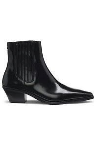 Cuban-heel ankle boots polished leather