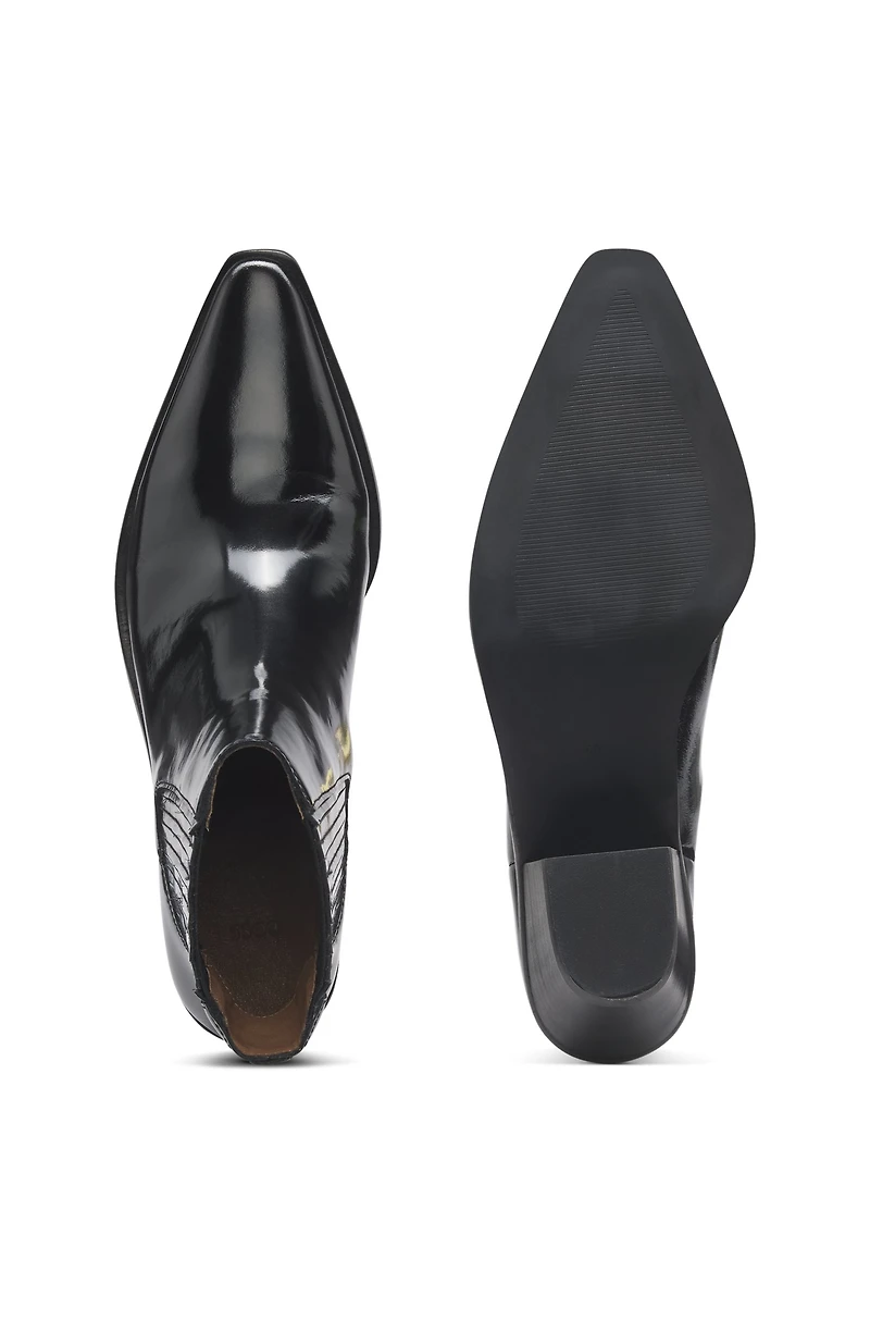 Cuban-heel ankle boots polished leather