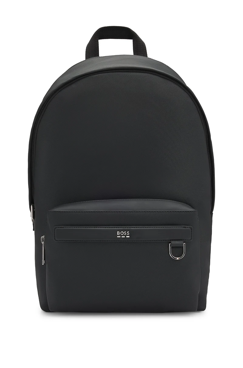 Backpack with smooth and structured finishes