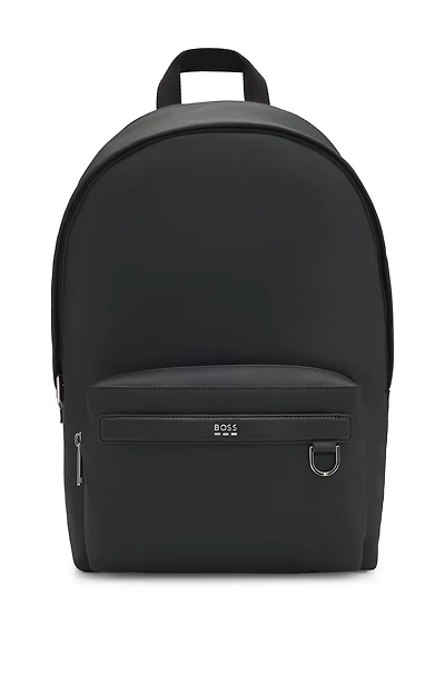 Backpack with smooth and structured finishes