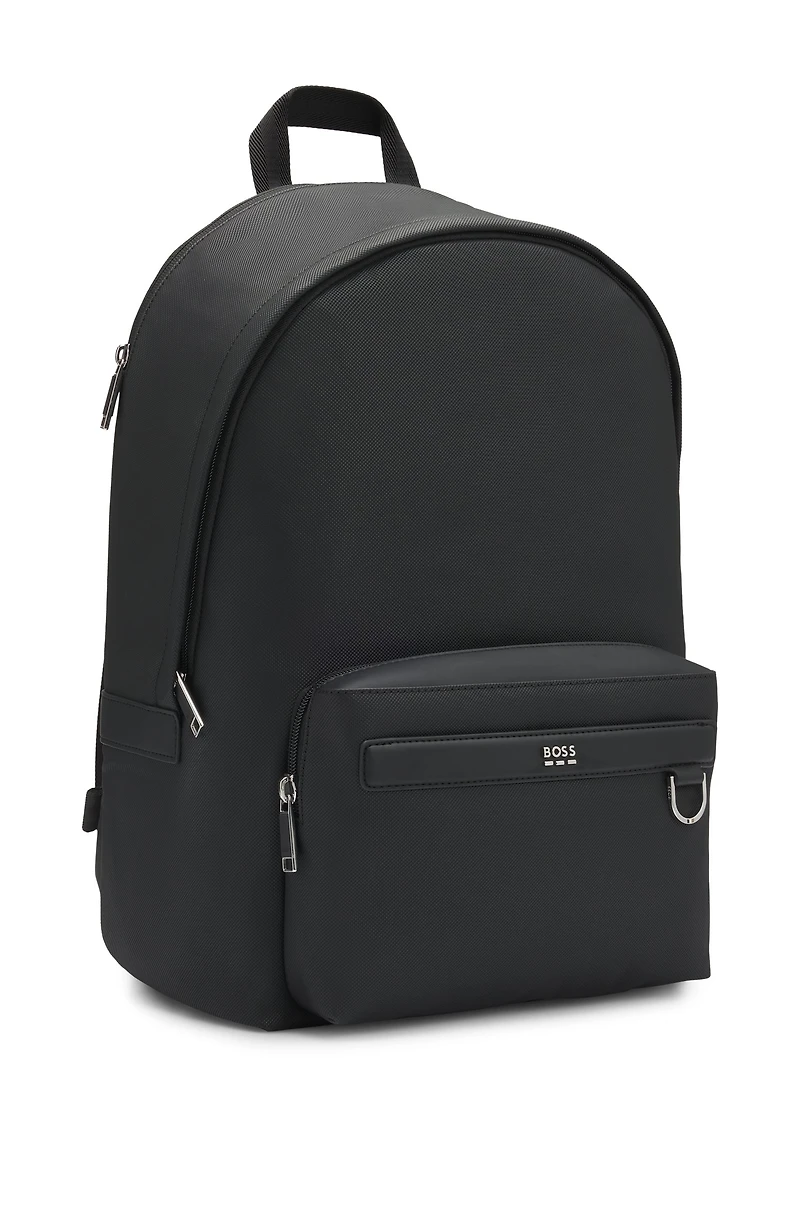 Backpack with smooth and structured finishes