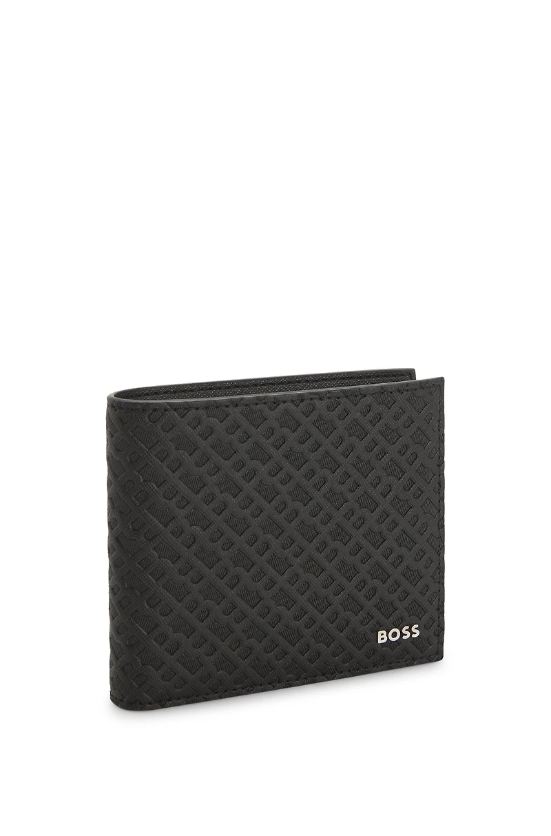 Monogram-structure wallet with logo trim