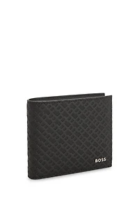 Monogram-structure wallet with logo trim