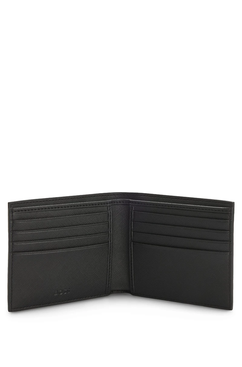 Monogram-structure wallet with logo trim