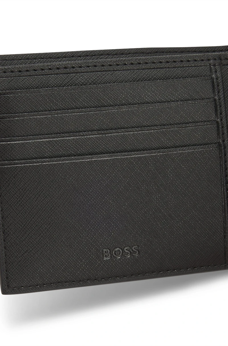 Monogram-structure wallet with logo trim