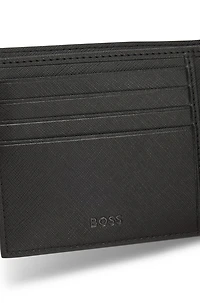 Monogram-structure wallet with logo trim