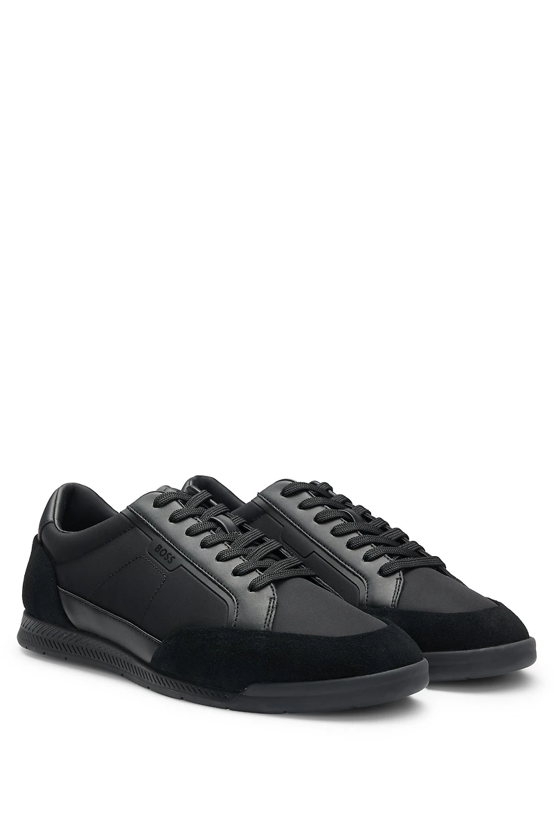 Low-top trainers with suede and faux leather