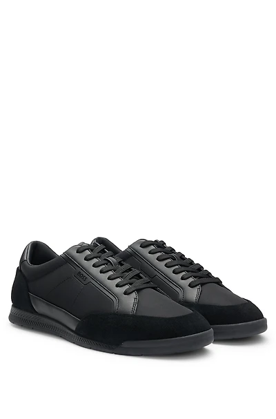 Low-top trainers with suede and faux leather