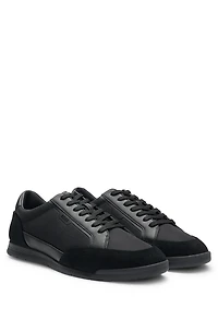 Low-top trainers with suede and faux leather