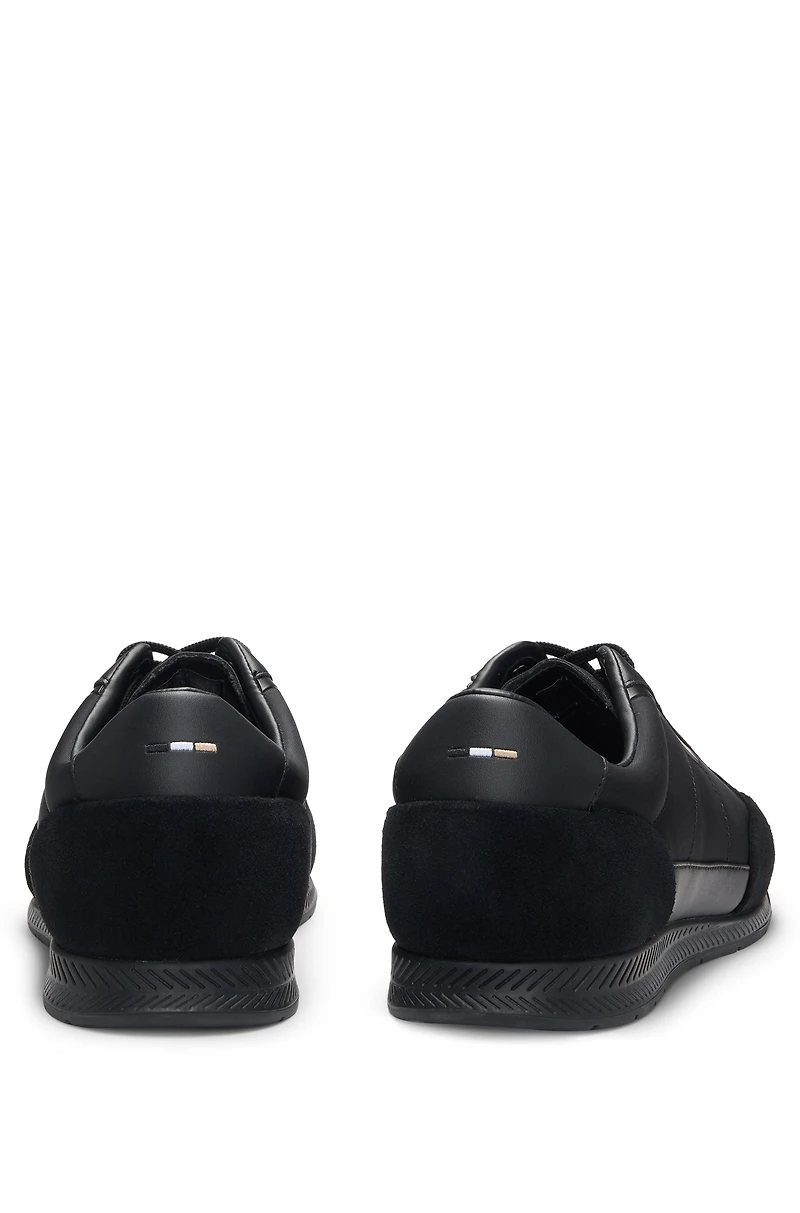 Low-top trainers with suede and faux leather