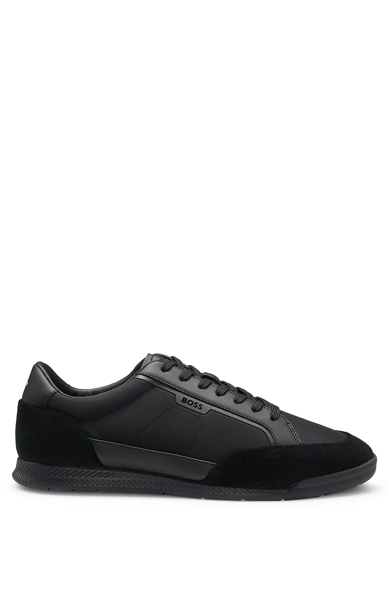 Low-top trainers with suede and faux leather