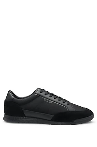Low-top trainers with suede and faux leather
