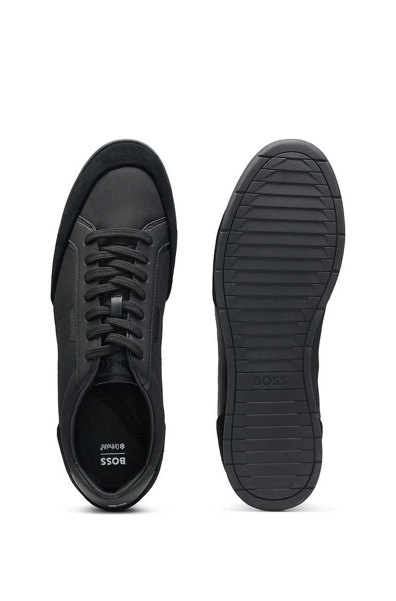 Low-top trainers with suede and faux leather