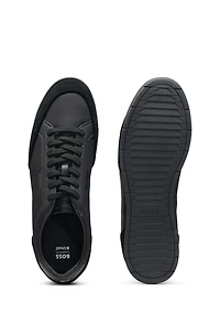 Low-top trainers with suede and faux leather