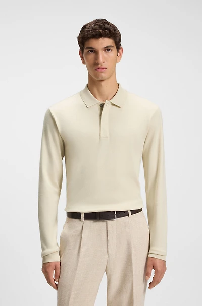 Covered-placket polo shirt cotton and cashmere