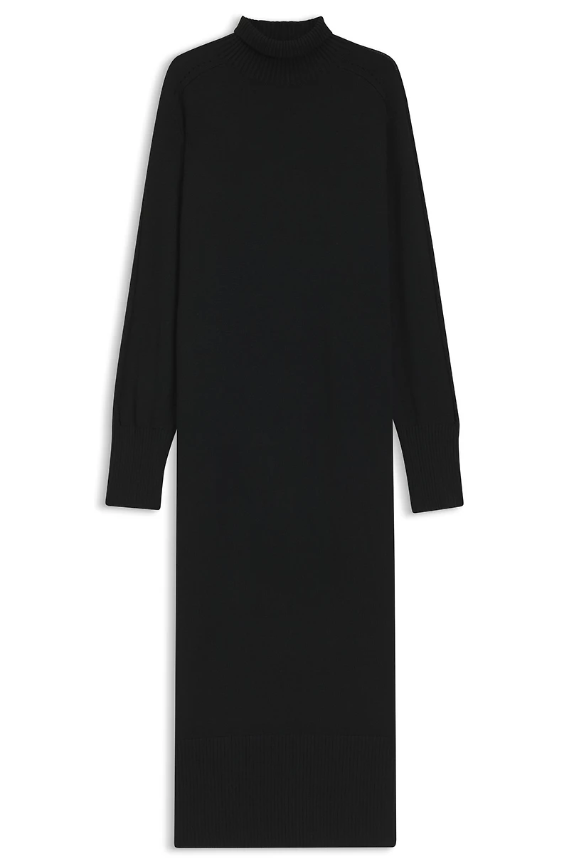 Rollneck knitted dress a wool blend